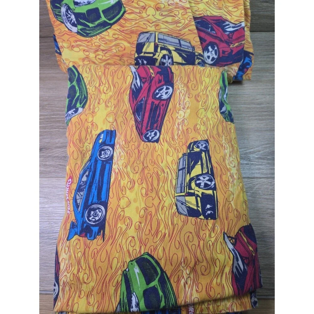 Vintage HOT WHEELS Sheet TWIN fitted & Flat Sheet set. Sewing crafty 90's